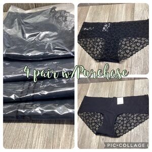 4 Pair High Cut Romantic Sexy Briefs Black Floral Lace Women’s Auden Size Medium